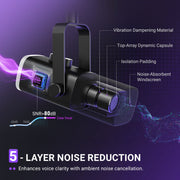 FIFINE AM8 Gaming Microphone Kit, USB XLR Dynamic Microphone, Boom Arm Stand, RGB Lighting, Headphone Jack, Phone Holder, Black, AM8T