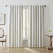 My Texas House Solid Ivory Rod Pocket Back Tab Blackout Curtain Panel, 52 x 84