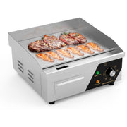 Ktaxon 14 Electric Countertop Flat Top Griddle, 1500W, Stainless Steel, Adjustable Temperature Control 122F-572F, Commercial Grade