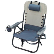 RIO Brands Camp & Go 4-Position Lace-Up Suspension Backpack Camping Chair, Slate, Lightweight Foldable, Adjustable Recline, Wider Seat, GR529-434-1