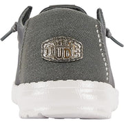 HEYDUDE Wendy Stardust Women's Slip-On Loafers, Sparkling Charcoal Textile Upper with Rhinestone Heel, Lightweight, Adjustable Elastic Laces, Removable Foam Insole, Size 10, 43101