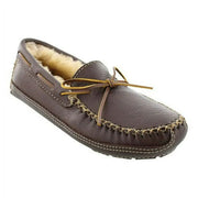 Minnetonka 3752 Men's Sheepskin Lined Moose Slipper Chocolate Moosehide 12