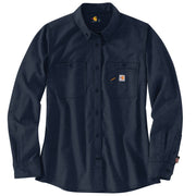 Carhartt Flame-Resistant Force Relaxed Fit Lightweight Long-Sleeve Button-Front Shirt for Ladies - Navy - M