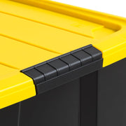 IRIS 500277 60qt Storage Bin with Secure Latching Buckles, Black/Yellow