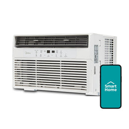 Midea MAW08S1DWWT 8,000 BTU 115V Smart Window Air Conditioner w/Remote, Covers up to 350 Sq. ft., White