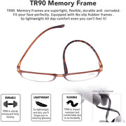 AQWANO Computer Reading Glasses Blue Light Block, Lightweight Flexible TR90 Frame, UV 400 Protection, Anti-Glare Rectangular Lens, Unisex, 1.25 Magnification, Pack of 4