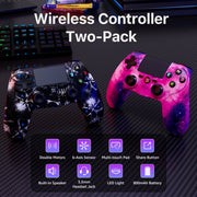 Ishako 2Pack Wireless Controller for PlayStation 4 and PC, Dual Vibration Motors, 6-Axis Motion Sensor, Built-in 3.5mm Headphone Jack, Pink and Black