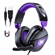 Aptkdoe G63-White Gaming Headset, Noise Cancelling Microphone, Wired Over-Ear, 50mm Drivers, LED Light, Soft Memory Foam Earmuffs, Compatible with Xbox One, PS5, PS4, PC, Laptop