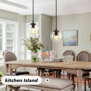 JOPESO Pendant Lighting Clear Globe Hanging Lamp Modern Kitchen
