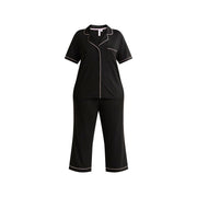 Joyspun Women's Dreamy Soft Collection Notch Collar Short Sleeve Knit Top & Pull-On Capri Pajama Set, Soft Lightweight Fabric, Sizes XS-3X