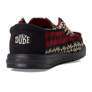 Hey Dude Wally Holiday Cheers Men's Slip-On Loafers, Lightweight Textile Upper, Elastic Laces, Black/Multi, 9M, 41862-0C4