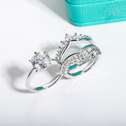 AnuClub Moissanite Wedding Rings Set for Women, 4.52ct Total Weight, 3ct Center Stone, D Color VVS1, Round Brilliant Cut, 925 Sterling Silver, Crown Design
