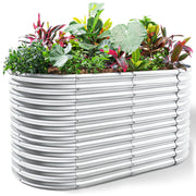 Land Guard F1 Raised Rectangle Garden Bed 8x4x2ft Galvanized Metal Planter Box for Vegetables - Starlight Silver