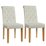 Costway HW64221BE Set of 2 Parsons Upholstered Fabric Chair with Wooden Legs Beige