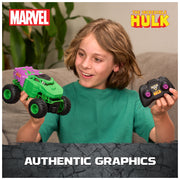 Spin Master Monster Jam Marvel The Hulk Remote Control Monster Truck, 1:24 Scale, Green, Battery Powered, Kid Friendly, 6076629