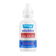 Vetnique Labs Oticbliss Vet Strength Ear Drops with 1% Hydrocortisone, Alcohol-Free, for Dogs and Cats, 0.75 oz