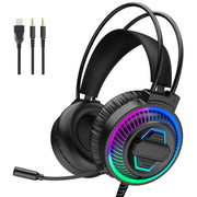 Cshidworld Gaming Headset with Microphone, 7.1 Surround Sound, Noise Cancelling, RGB Light, Over-Ear, Wired, Compatible with PS4, PS5, PC, Switch, Xbox Series, H14