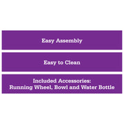 Zhongheng Vibrant Life Split-Level Hamster Habitat with Running Wheel, Food Bowl, Water Bottle, 25.6-Inch Extra-Long Base