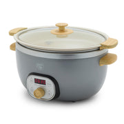 GreenLife Slow Cooker, 6 Quart, Programmable, Toxin-Free Ceramic Nonstick, Removable Oven-Safe Pot, Gray