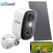 ieGeek F1 Solar Outdoor Security Cameras Wireless, 2K Color Night Vision, 3MP White Solar Security Camera