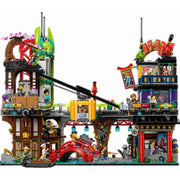 LEGO NINJAGO City Markets Building Set, Modular City Expansion with 21 Minifigures, Detailed Shops and Apartments, Collectible Display, 71799