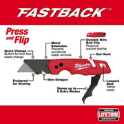 Milwaukee 48-22-1502 Fastback Folding Utility Knife with Blade Storage and General Purpose Blade