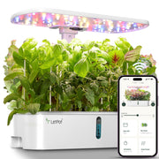 LetPot 10-Pod Hydroponics Growing System with WiFi and APP Control, Adjustable 24W Full-Spectrum LED Grow Lights, 3.5L Water Tank, White, 17356717558