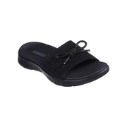 Skechers 141467 Women's On-The-Go Stella Slip-On Knit Sandal with Rhinestones and Bow Detail Black