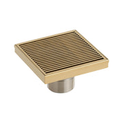 4 PATTERNED SQUARE SHOWER DRAIN - BRUSHED GOLD