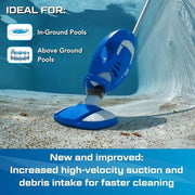 Water Tech Corp Pool Blaster Max Cordless Pool Vacuum, 60 Min Runtime, Omni-Directional Rollers, Rechargeable Handheld Cleaner, Blue, 30160ML