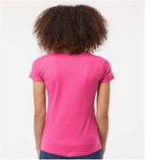 Tultex Womens Slim Fit Fine Jersey V-Neck T-Shirt pink XL