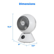 Midea Smart TurboBreeze Tabletop Fan, 5 Speeds, 85 Vertical Movement, 3D Oscillation, Remote Control, White, MSFAT06W5SB