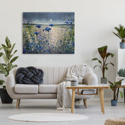 Stupell Industries Moon Over Blooming Flowers Canvas Wall Art, Gallery Wrapped, 48 x 36 in, Shabby Chic Floral Landscape