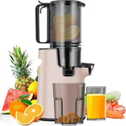 Aumpkin YZJ-Y Cold Press Masticating Juicer, 350W Motor, 50 RPM, 5.4in Wide Feed Chute, Double-Layer Filter, Pink