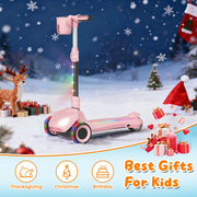 SIMATE Kids Electric Scooter with 3 Adjustable Handlebar Heights, LED Light-Up Wheels, LCD Screen, Thumb Accelerator, 5 mph, Foldable Aluminum Frame, Model D3