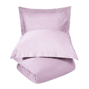 Superior Cotton Percale 300 Thread Count Lightweight Duvet Cover Set, Solid Lilac, Full/Queen