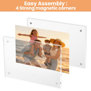 Sindcom 4x6 Acrylic Picture Frames 3 Pack, Frameless Clear Double-Sided Magnetic - Material: Acrylic