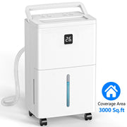 Aootek MAX 30-Pints Dehumidifier, White, 3000 Sq. Ft Coverage, 0.6 Gal Tank, Humidity Control, Timer, Drain Hose, D05