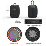 PJGCWB Portable Bluetooth Speaker, Wireless Mini Subwoofer, IPX5 Waterproof, Black