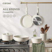 CAROTE 17pcs Pots and Pans Set, Nonstick Cookware Set Detachable Handle, Induction Kitchen Cookware Sets Non Stick with Removable Handle, RV Cookware Set, Oven Safe, Frying Pan Set