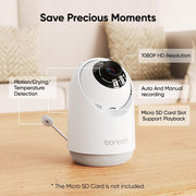 Bonoch 04 1080P Video Audio Baby Monitor, White