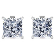 JeenMata RHJGJneprtranmn35 4 Prong - 1 Carat Princess Cut Moissanite - Solitaire Stud Earrings, Silver