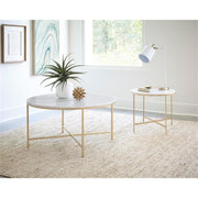 Coaster Ellison Round Marble Top Coffee Table with Gold X-Cross Iron Base, 36 Inch