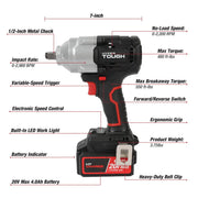 Hyper Tough 80286 20V Max Brushless 1/2-inch Mid-Torque Cordless Impact Wrench with 4.0Ah Lithium-Ion Battery and Charger