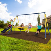 Sportspower Super Saucer Metal Swing Set with 2 Swings and 1 Piece Heavy Duty Slide