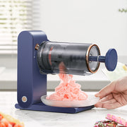 WZCPCV Rechargeable Shaved Ice Maker, 13000 RPM Electric Snow Cone Machine with Stainless Steel Ice Plate and 5 Colored Straws, Royal Blue