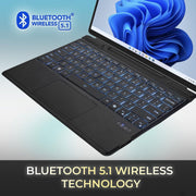 Adesso WKB-7040 Bluetooth Tablet Keyboard Case, Ultra-Slim Aluminum Design, Scissor Switch Keys, Backlit, Compatible with Surface Pro X 8 9 10 11