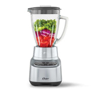 Oster Countertop Blender, 6-Cup Boroclass Glass Jar, 800W Motor, Stainless Steel Crush 4 Pro Blades, One-Touch Smoothie and Salsa Programs, Gray, 2181591