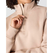 Carhartt Women's Clarksburg Quarter-Zip Sweatshirt, Relaxed Fit, Midweight Cotton-Polyester Blend, Mock Neck, Light Taupe Heather, Medium, 105295