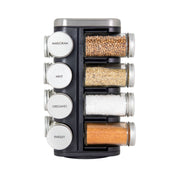 Kamenstein 16-Jar Plaza Spice Rack with Ridge Metal Caps, Revolving Countertop Organizer, Multicolor, 5296272